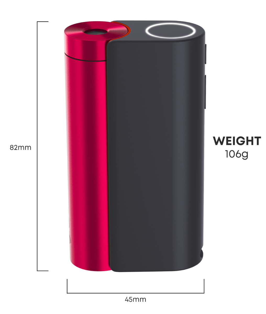 Weight and size of a glo™ HYPER X2 Tobacco Heater device